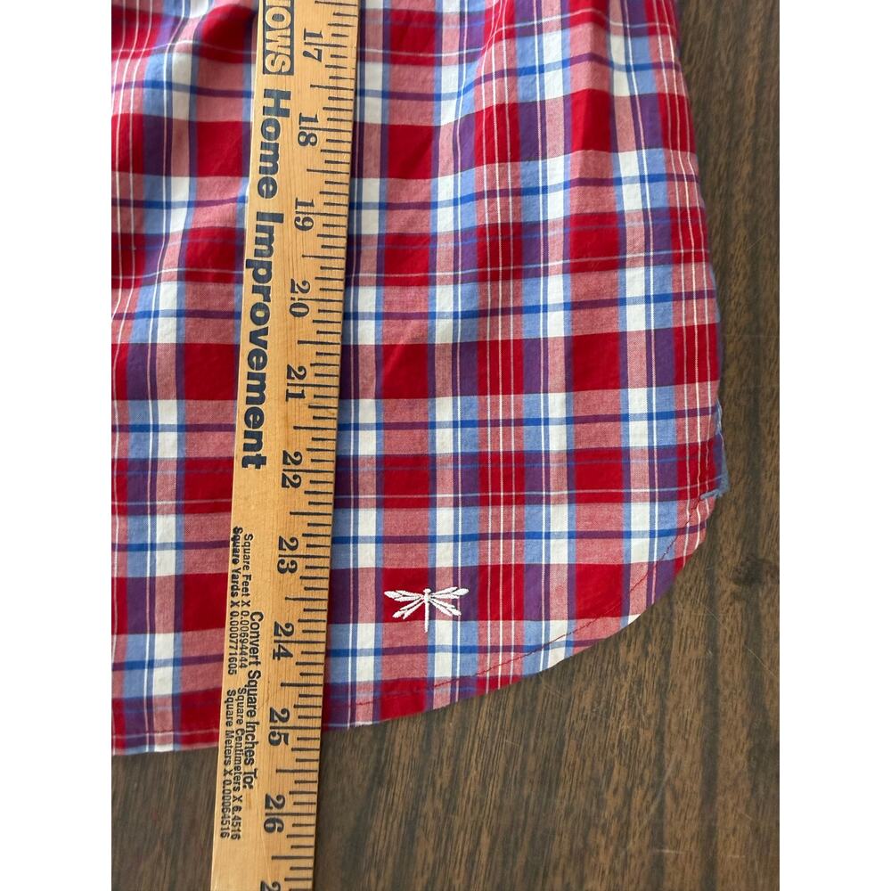 Talbots Plaid Ruffle Shirt Red White Blue Preppy Retro Button Down Top Women S - Picture 11 of 11